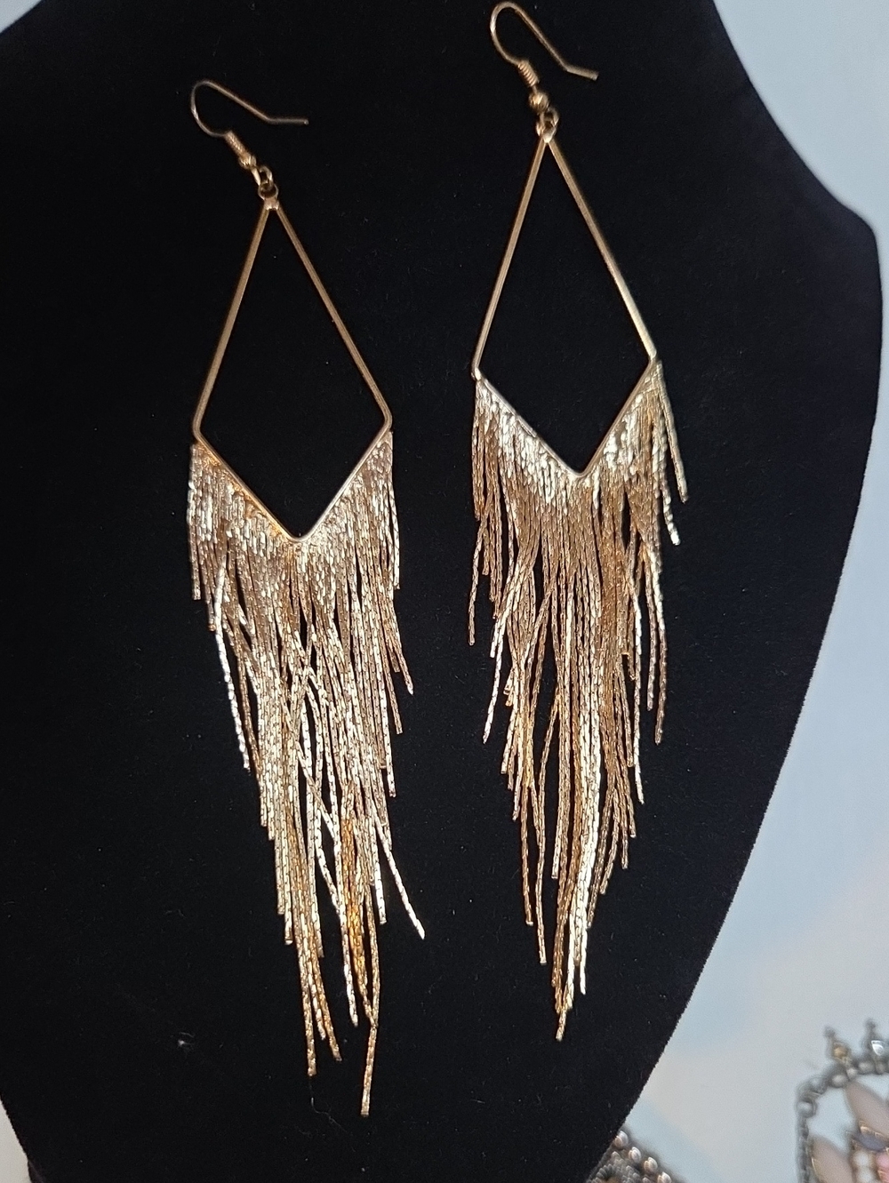 Gold Fringe Drop Earrings - Elegant Women Jewelry